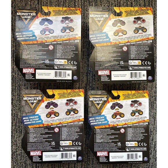 Hot Wheels Monster Jam 1:64 2025 Marvel Series 4 Complete Set of 4 Spin Master - Picture 2 of 2